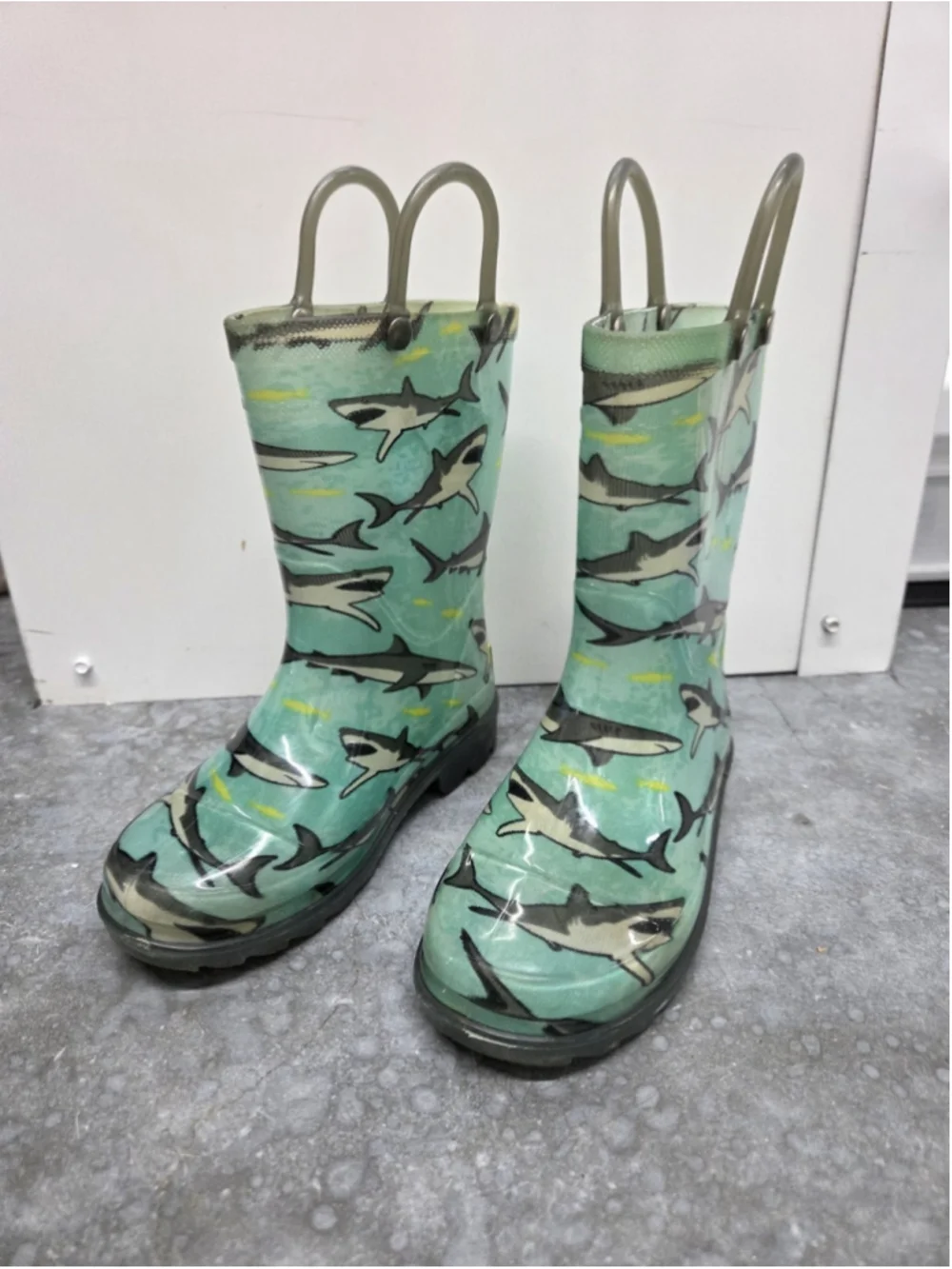 Western Chief Kids Tropic Shark Lighted Rain Boots Teal Blue Size 10 Toddler Boy